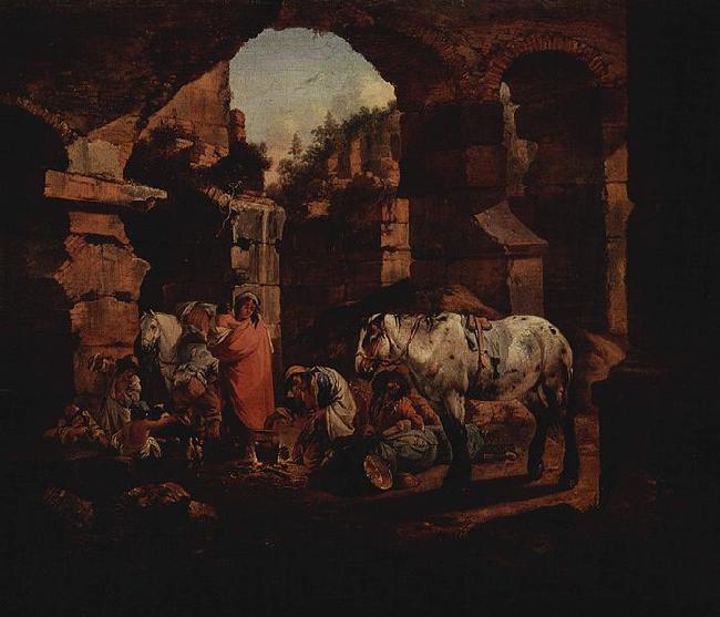 Johann Heinrich Roos Zigeunerlager in antiken Ruinen Sweden oil painting art